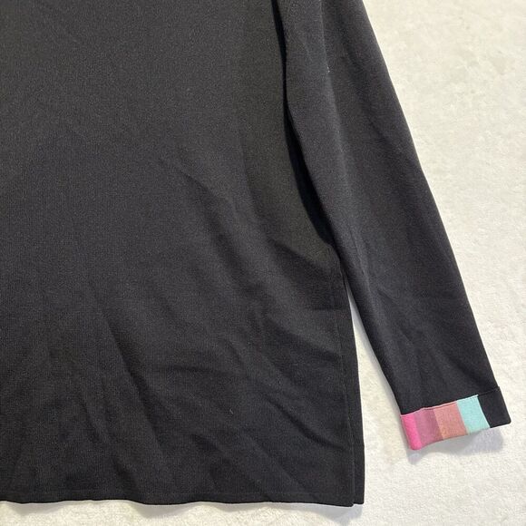 Attitude Knit Single Hook Closure Cardigan Large Black Color block Trim Stretch - Picture 8 of 14